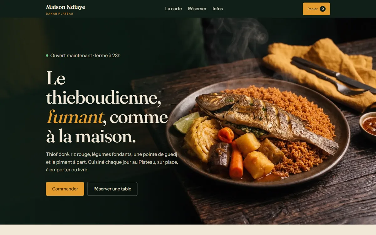 Desktop screenshot of the mockup Maison Ndiaye