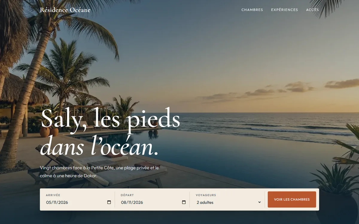 Desktop screenshot of the mockup Résidence Océane