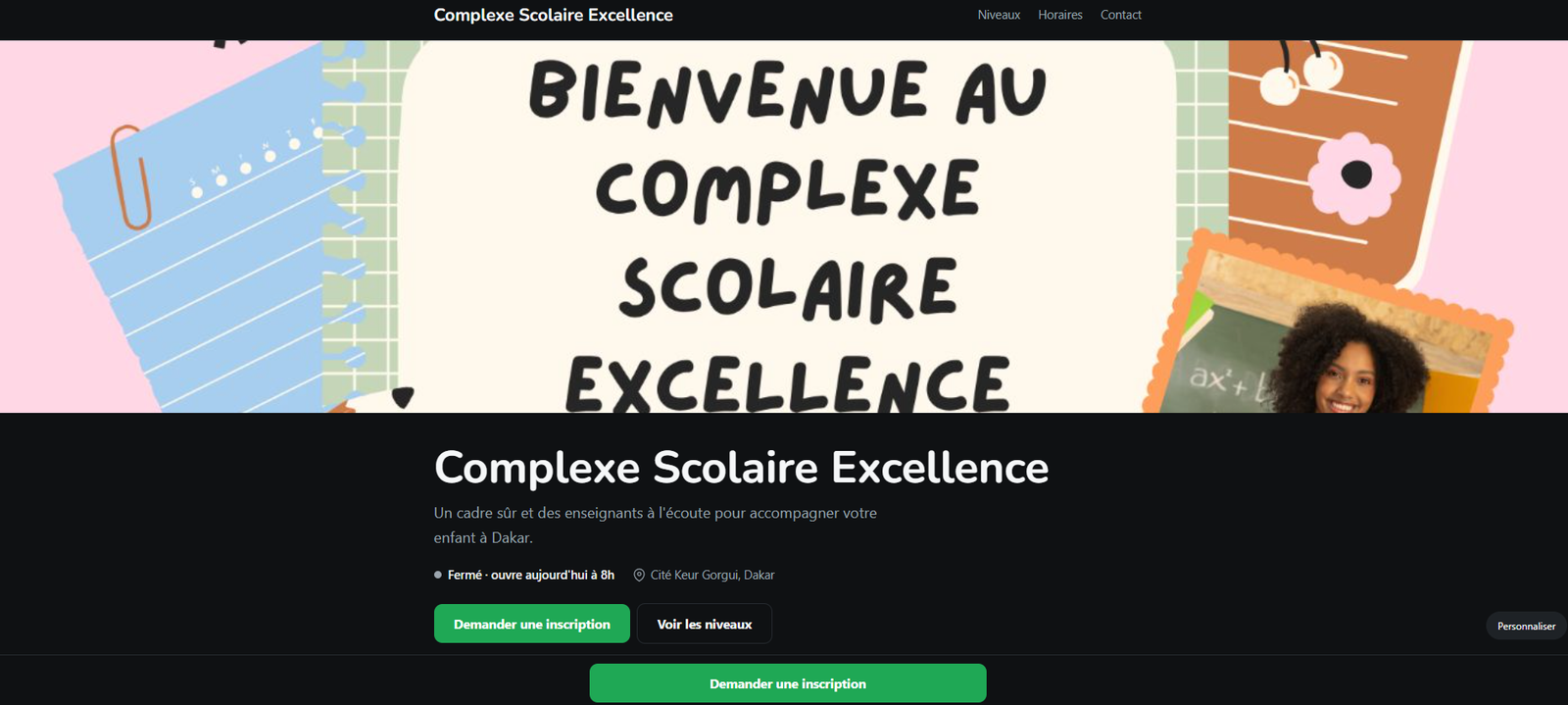 Maquette de site pour ecole